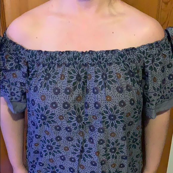 NWT Boho Off Shoulder Flowy Top 100% Cotton - Picture 3 of 3